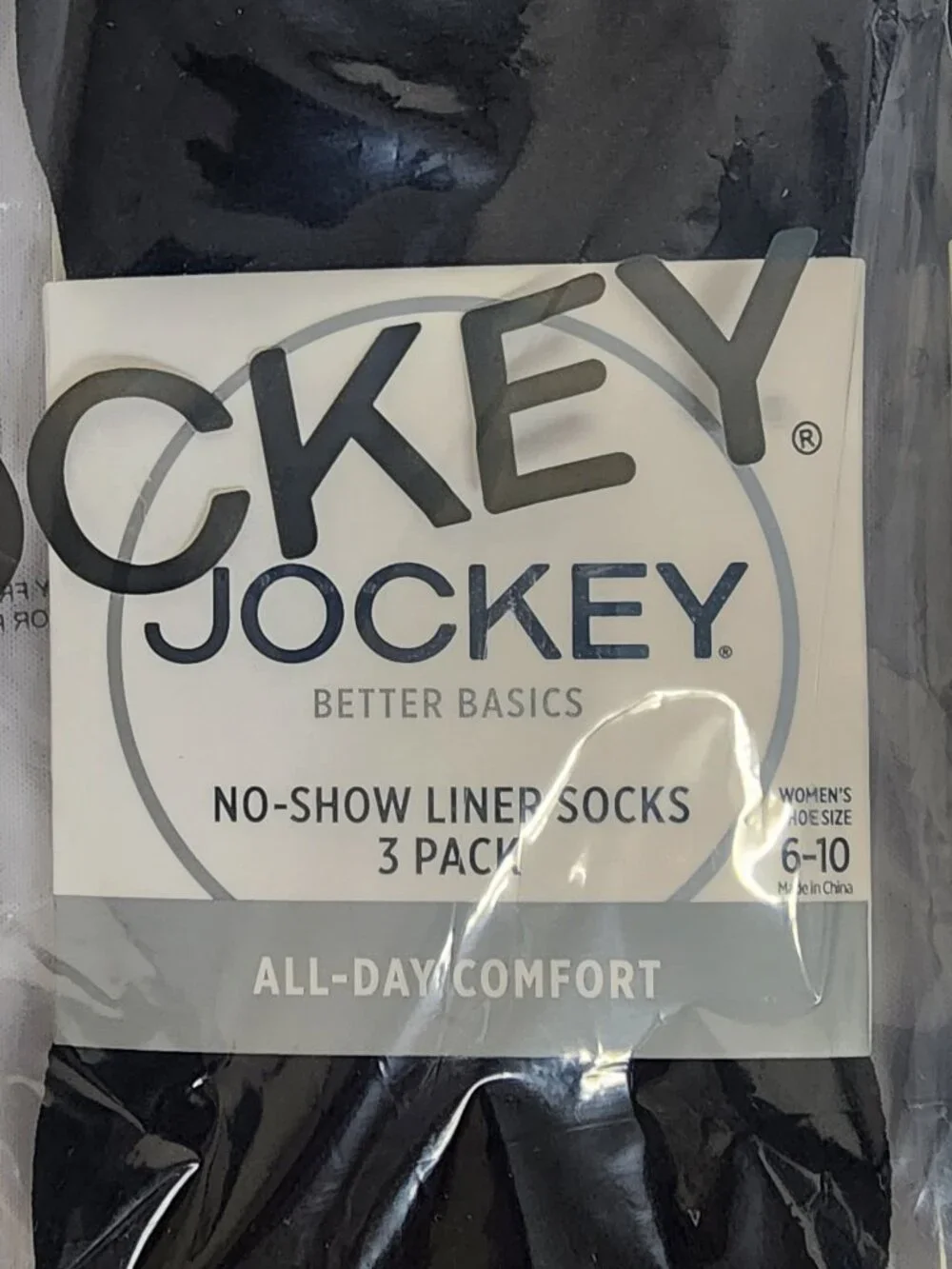 Jockey No-Show Liner Socks 3 Pack Black x2